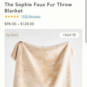 Anthropologie The Sophie Faux Fur Throw Blanket Ivory Throw